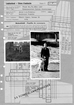 Notenblatt LawH-Prüfung Stoos 30./31.03.1957