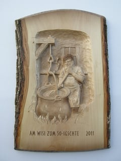 Käserei Reliefschnitzerei Alpkäserei