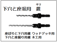 ダンドリビス　下穴と座掘り用錐木工用　座ぼりと下穴用錐ウッドデッキ用
