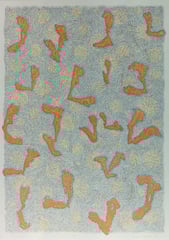 O.T. ("Blue Field"), 1995, Linolschnitt auf Bütten, 106 x 78 cm