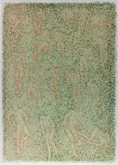 O.T. ("Dangerous Field"), 1996, Linolschnitt auf Bütten, 106 x 78 cm