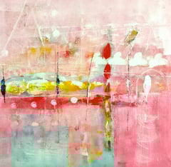 "Suoni rosei nell'aria", 2014  Tecnica mista, 94 x 95 cm