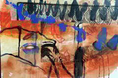 "Zeitreise #4", 2018, Mischtechnik auf Bütten, 38x57 cm