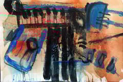 "Zeitreise #3", 2018, Mischtechnik auf Bütten, 38x57 cm