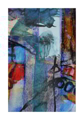 The Florida-pages, #1, 2017, Mischtechnik und Collage auf Papier, ca. 17x26 cm