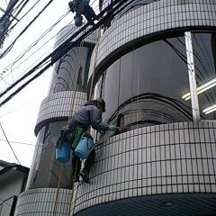 ロープブランコ作業によるシリカスケール除去清掃