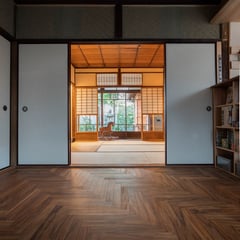 チーク ヘリンボーン 無垢フローリング 京町屋 