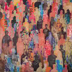 Crowd 06 l 2018 l 80x80 cm l Papier auf Holz