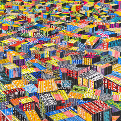 City 01 l 2015 l 120x120 cm l Papier auf Holz