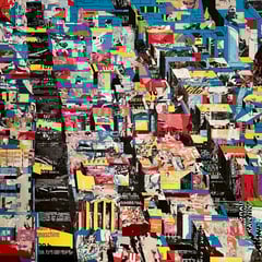 City 11 l  2018 l 120x120 cm l Papier auf Holz