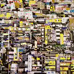 City 04 l 20215 l 120x120 cm l Papier auf Holz