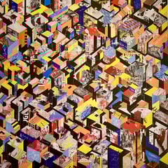 City 08 l 2017 l 135x135 cm l Papier auf Holz