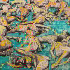 Crowd 07 l 2018 l 60x60 cm l Papier auf Holz