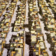 City 03 l 2025 l 120x120 cm l Papier auf Holz