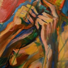 Akt mit Weinglas 1 * 1 m  / Acryl / Leinwand