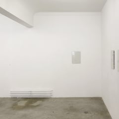 'Sleepover' 160x110cm oil on canvas, 2014 and 'Bandages I,II,III, IV and V' and one from the series 'VAT included' graphite, colour pencils and plasters on cartridge paper, 2006