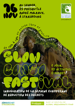 Affiche Slow Conso Festival organisé par Zéro Déchets Strasbourg le 16/11/2024