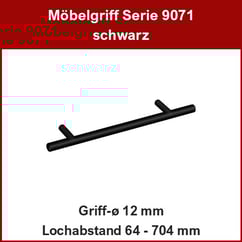 Zylindergriff schwarz ø 12 mm; Relinggriff