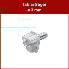 Tablarträger Kunststoff transparent - mit Stahlzapfen ø 3 mm