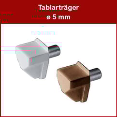 Tablarträger Kunststoff - mit Stahlzapfen ø 4,9 mm