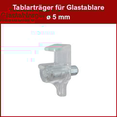 Tablarträger für Glastablare - Kunststoff - mit Stahlzapfen ø 4,9 mm - für Tablardicke 5-5,5 mm