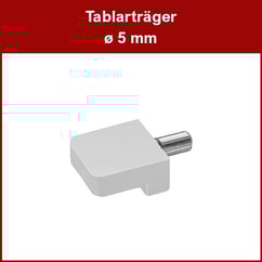 Tablarträger Kunststoff weiss - mit Stahlzapfen ø 4,9 mm