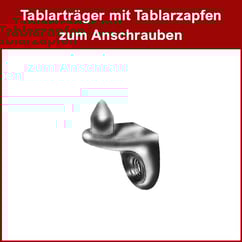 Tablarträger zum Anschrauben - vernickelt - mit Zapfen für Tablararretierung