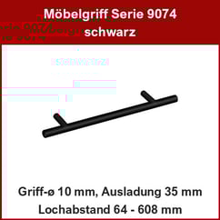 Zylindergriff schwarz ø 10 mm; Relinggriff