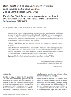 Efecto Werther: Una propuesta de intervención en la facultad de Ciencias Sociales y de la Comunicación (UPV/EHU).