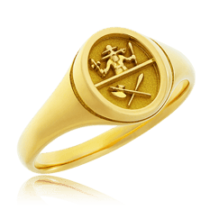 Feiner, ovaler Wappenring in Gelbgold mit persönlichem Familienwappen von der Goldschmiede OBSESSION