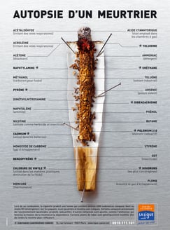 Cartographie d'une cigarette, les méfaits du tabac sur la santé.