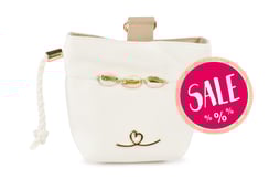 Futterbeutel Gassitasche Kunstleder weiß Muscheln Boho gold sale