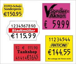 Preisauszeichnungsetiketten für contact, Meto, Blitz und Sato