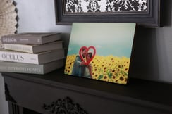 山梨県北杜市明野ひまわり畑でフォトウェディング写真で制作したウエルカムボード