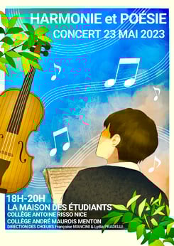Affiche du spectacle 2023 réalisée par une élève du collège Maurois de Menton