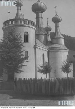 Klimkówka. Cerkiew pw. Wniebowzięcia Najświętszej Maryi Panny w 1914r. z archiwum NAC
