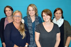 Angelika Breig (neu, Finanzen) und die Spielgruppenleiterinnen Chantal Kurz, Barbara Flükiger, Michaela Bucher und Nicole Altorfer (v. links)