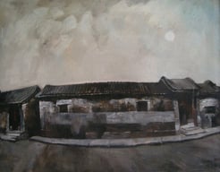 Mein Haus, vor 1991, Öl/Leinwand