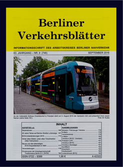 Berliner Verkehrsblätter. Titel September 2016.
