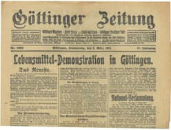 Göttinger Zeitung, 06.03.1919: Demonstration in Göttingen. StA Göttingen 