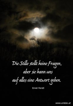 Die Stille stellt keine Fragen, aber sie kann uns auf alles eine Antwort geben. Ernst Ferstl