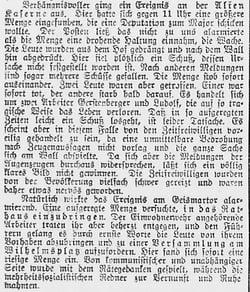 Göttinger Zeitung,  23.03.1919: Tötung der Arbeiter Heinrich Gerstenberg und Karl Ludolf durch einen Zeitfreiwilligen am 18. März. StA Göttingen 