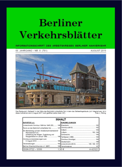 Berliner Verkehrsblätter. Titel August 2019.
