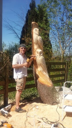 Schleiereule Eulenskulptur Kettensägeeschnitzen Eulenstamm 