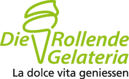 Dein Logo für deine Gelateria vom Grafikdesigne professionel gestalten lassen. Beispiel:Die Rollende Gelateria