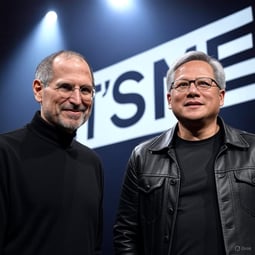 Steve Jobs and Jensen Huang with signature outfits 