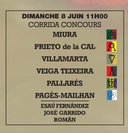 Toros de Miura, Prieto de la Cal, Villamarta, Conde la Corte, Pallarès et Pagès-Mailhan