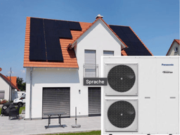 Dach PV-Anlage und Panasonic Wärmepumpe