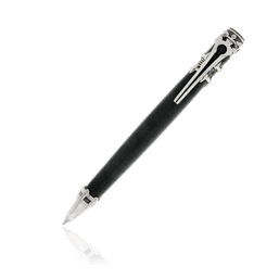 Kugelschreiber in Weissgold und schwarzen Carbon aus der Gremlin Männerschmuck Kollektion der Goldschmiede OBSESSION in Zürich und Wetzikon.