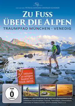 Cover der DVD "Zu Fuß über die Alpen" inkl. 50-seitigem Wanderführer